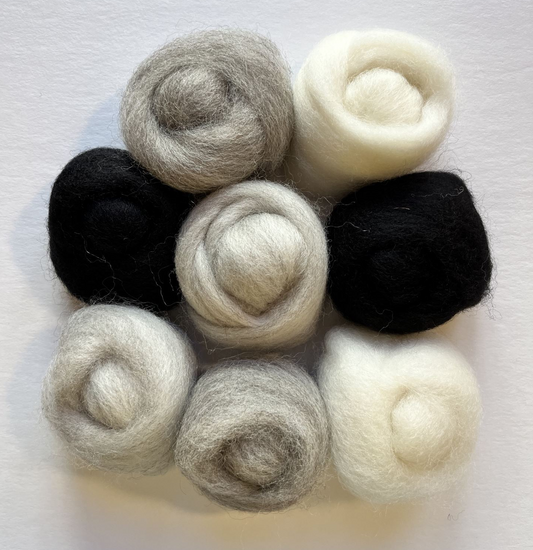 Wool Roving Assortment > Grayscale